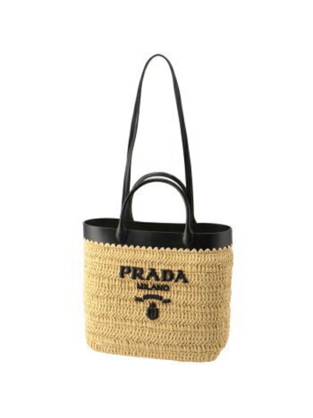 Prada Raffia Tote in Natural with Black Trim - Picture 6 of 7